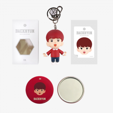 Комплект стильных мелочей для фаната к-поп и группы EXO (брелок EXO  на цепочке + фотокарточка + зеркало) 
