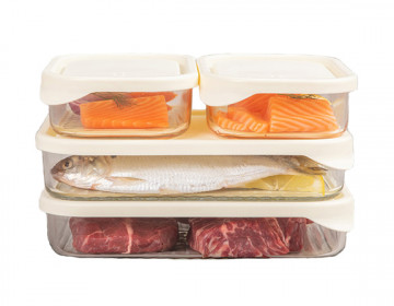 Термостойкие стеклянные контейнеры для рыбы и мяса от Glasslock, (2 шт. по 480 мл, 2 шт. по 1050 мл).
